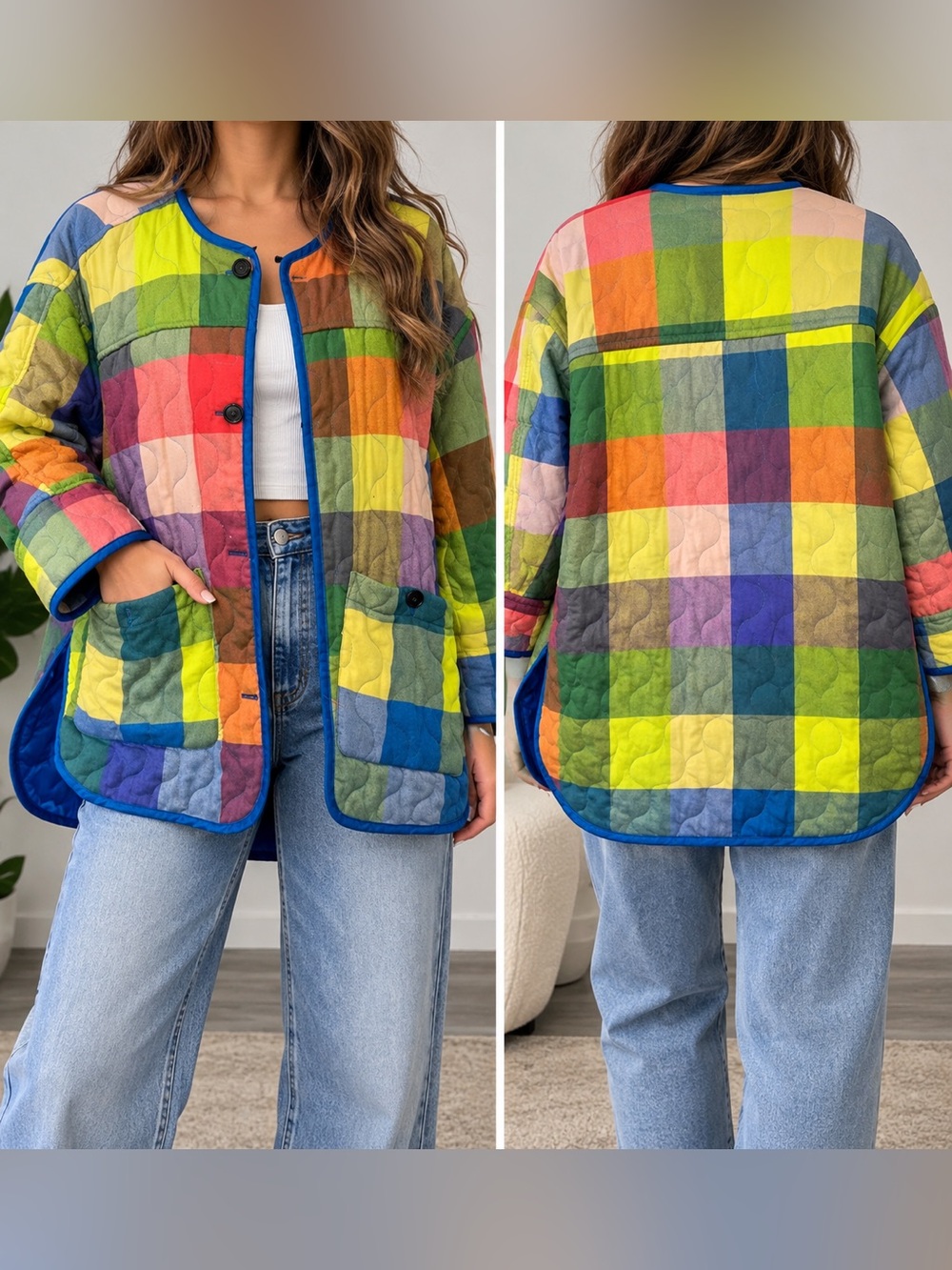 Urban Outfitters Multicolor Patchwork Quilted Jacket Coat Size S